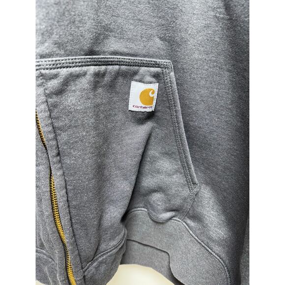 Carhartt Men’s Loose Fit Jacket 2XL Gray Zipper Front Hooded Utility Cotton - Picture 10 of 11